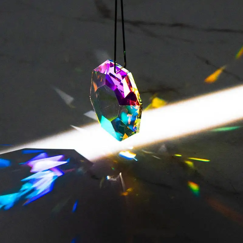 57mm Colorful Suncatchers Crystal Prisms Hanging Flower Faceted Glass Chandelier Pendant Light Rainbow Catcher Home Garden Decor