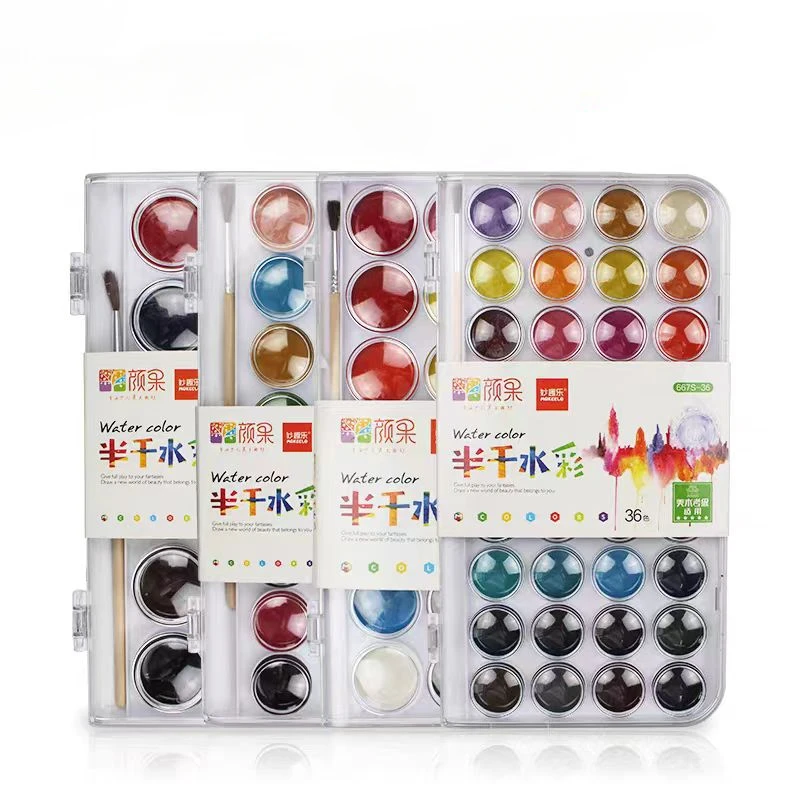 휴대용 구아슈 페인팅 학생용 단색 수채화 안료 세트, 전문 미술 용품, 10 색, 12 색, 16 색, 28/36 색