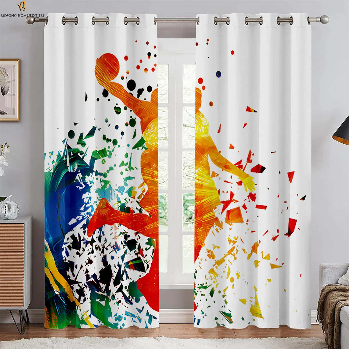 Basketball Sports 3d Printing Curtains Boys And Girls Room Dormitory Decoration Creative Curtains Can Be Customized 2 Pieces 5