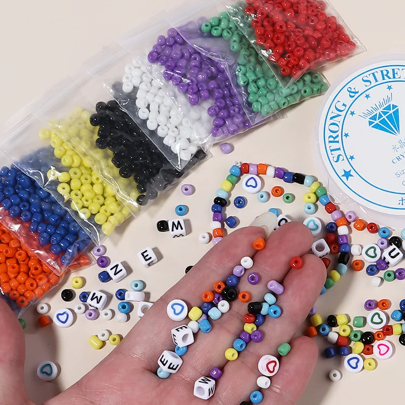 느슨한 구슬 250G 유리 구슬 스페이서 DIY 직조 쥬얼리 만들기 키트 DIY 수제 용품 액세서리 크리스탈 스레드 편지 구슬