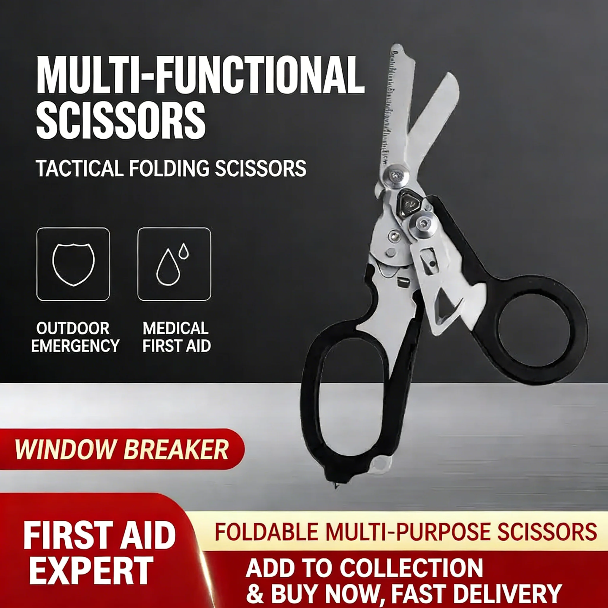 Multifunctional Emergency Response Shears - With Strap Cutter & Glass Breaker For Outdoor Rescue Image 2