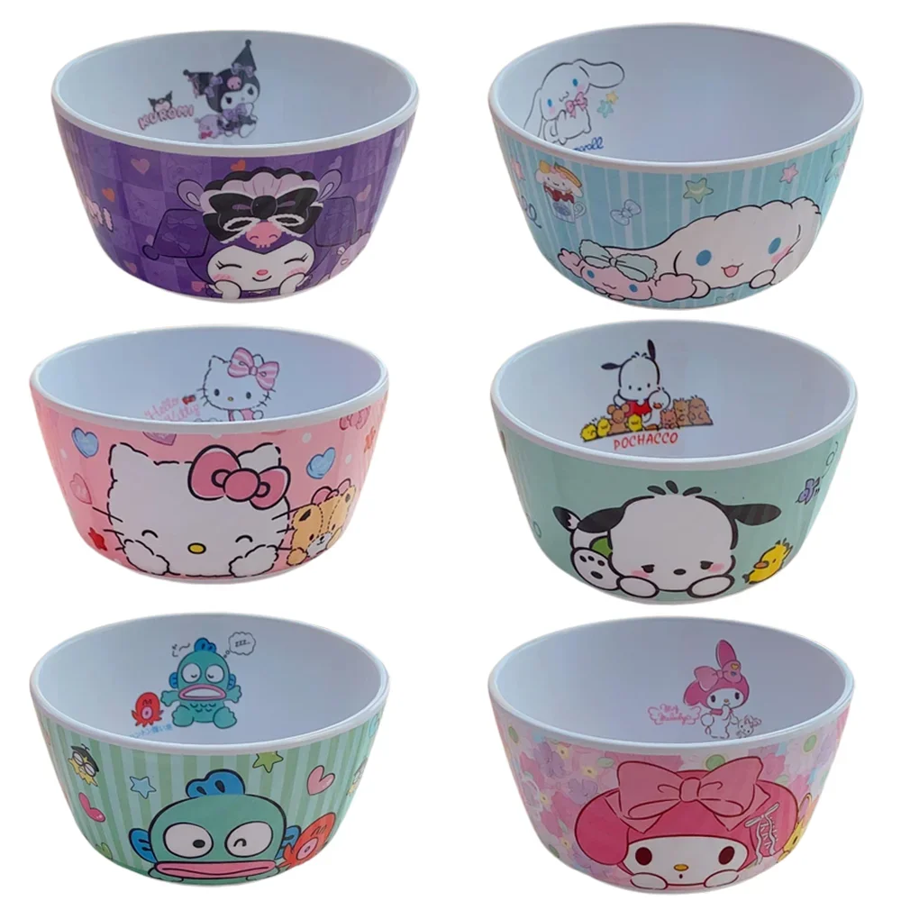 

Anime Sanrioed Hello Kittys 5-inch Bowl Kawaii My Melody Kuromi Cinnamoroll Cartoon Kids Baby A5 Melamine Safe Feeding Tableware