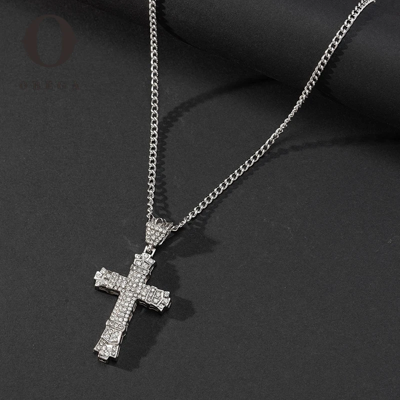 

Obega Silvery Cross Chain Necklace for Women Elegant Aesthetic Goth Women's Pendant 2023 Trending Party Jewelry Accessories