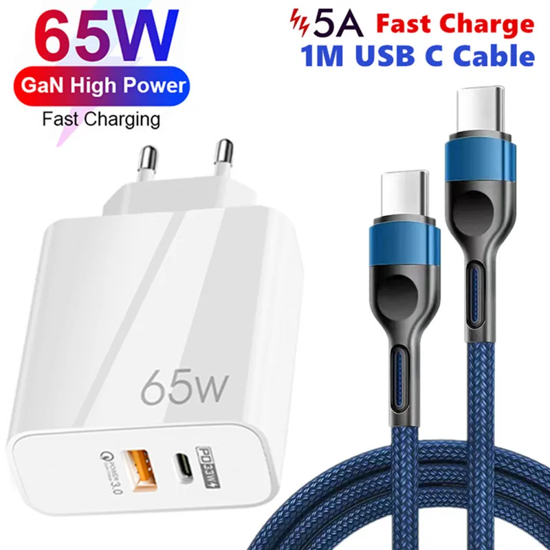 quick charge usb c PD 65W GaN USB C Charger Type C QC3.0 Quick Charger Adapter For iPhone 12 11 13 Pro Max Huawei honor 60 SE Xiaomi 11lite Samsung usb triple socket Chargers