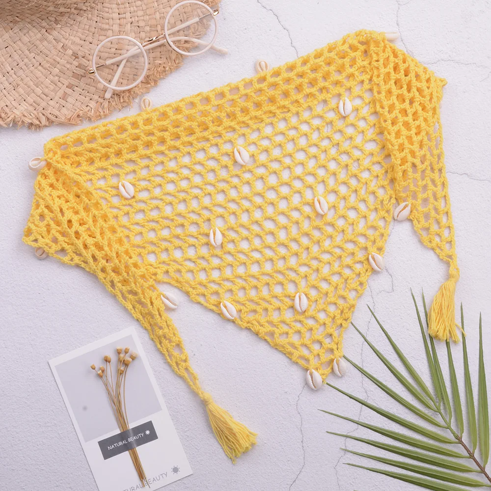 Fashionable Children's Decor Paired with Shell Swimming Pool Beach Versatile Hollowed Out Shawl