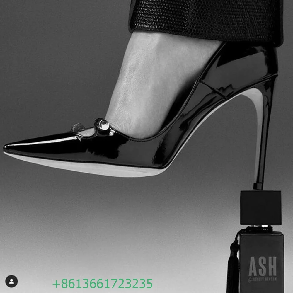 Women Sexy Metal Buckle Pumps Pointed Toe Slip On Stiletto High Heels Fashion Shallow Solid Color Shoes Banquet Career Pumps