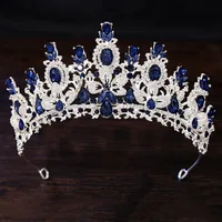 Baroque Luxury Water Drop Crystal Flower Bridal Tiaras Crown Rhinestone Pageant Diadem Bride Headpieces Wedding Hair Accessories