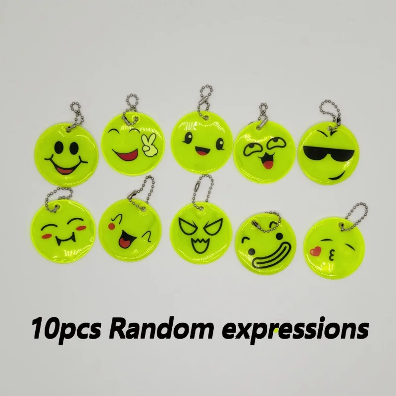 50PCS/30PCS/20PCS/10PCS Nachtlicht Reflektierende Schlüsselbund Mehrere Lächelndes Gesicht Ausdrücke doppelseitige PVC Hängen Zubehör – Detail 7