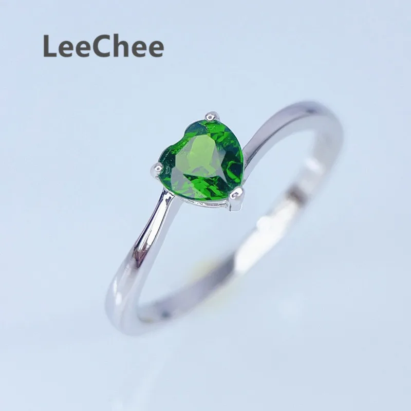 Anello Diopside Cromato 5Mm A Forma Di Cuore Naturale Verde Gemma Gioielleria Raffinata Per Le Donne Regalo Di Anniversario Vero Argento Sterling 925