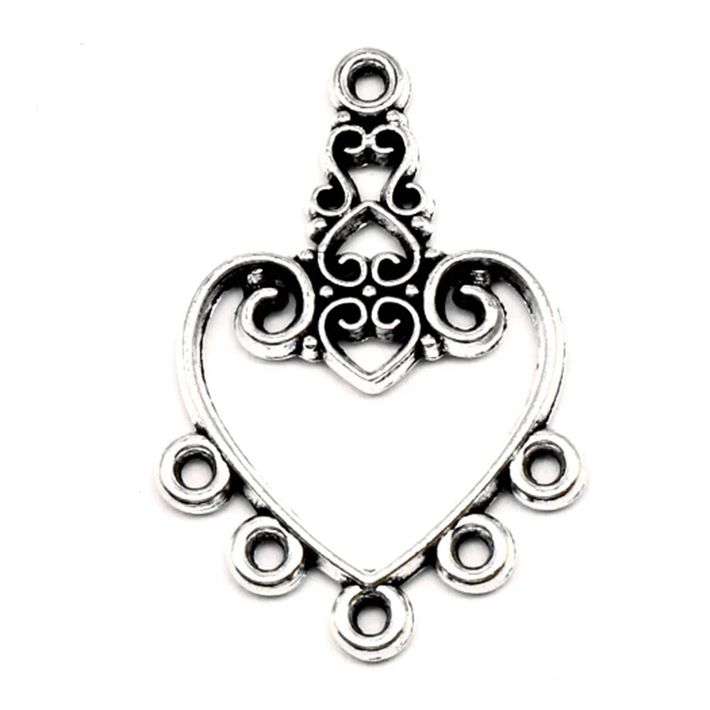 

Peach Heart Earring Connector Pendants And Necklaces Handmade Products Party Jewelry 21x30mm 10pcs Antique Silver Color
