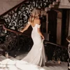 Custom Made To Measures 2025 Wedding Dresses Off The Shoulder Scoop Collar Open Back Crepe Bridal Gown Sweep Train Vestidos De N 2