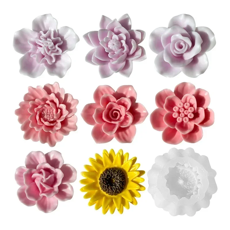 Silicone Mold for Floral Scented Candles Rose Crystal Drip Glue Aromatherapy Decoration Mold DIY Resin Chocolate Baking Mould