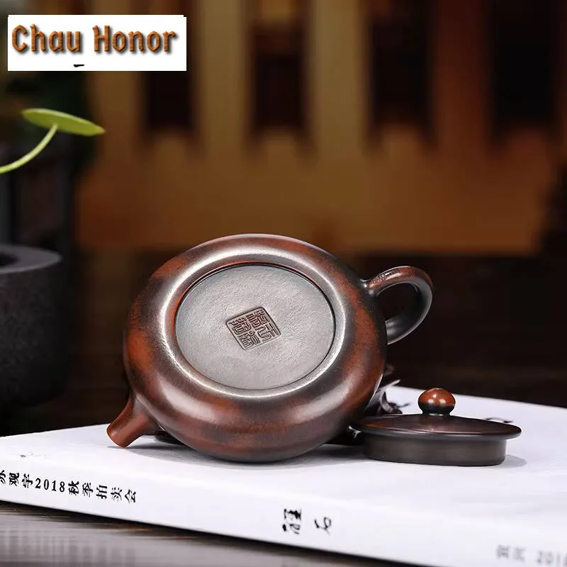 130ml Boutique Raw Ore Stone Scoop Tea Pot Yixing Purple Clay Teapots Handmade Ball Hole Filtration Kettle Tea Table Accessories