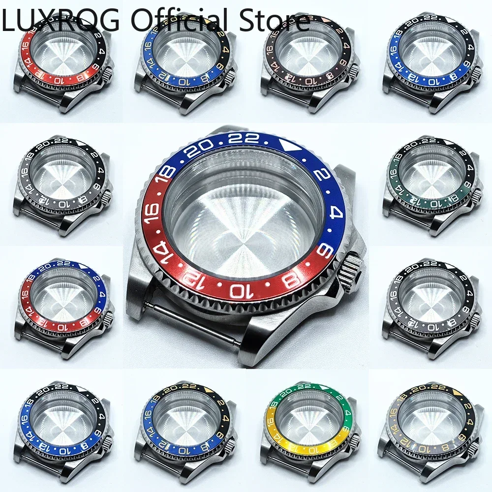 Stainless Steel 40MM Black Blue Ceramic Insert Watch Case