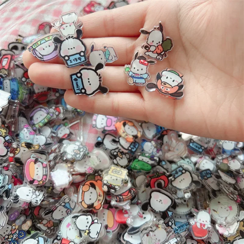 50pcs 2cm Acrylic Patch Cute Mini Hand-Painted Pacha Dog Small Pieces Acrylic Cartoon Handmade Patch DIY Consumables