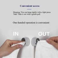 1/2/4PCS Towel Holder Towel Hook Push In Tea Towel Holder Grip Hook Chrome Self Adhesive Kitchen Cloth Clip Bathroom Fixture 5