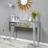 Silver MDF Mirror Surface Broken Glass Three Pumping Computer Desk 1