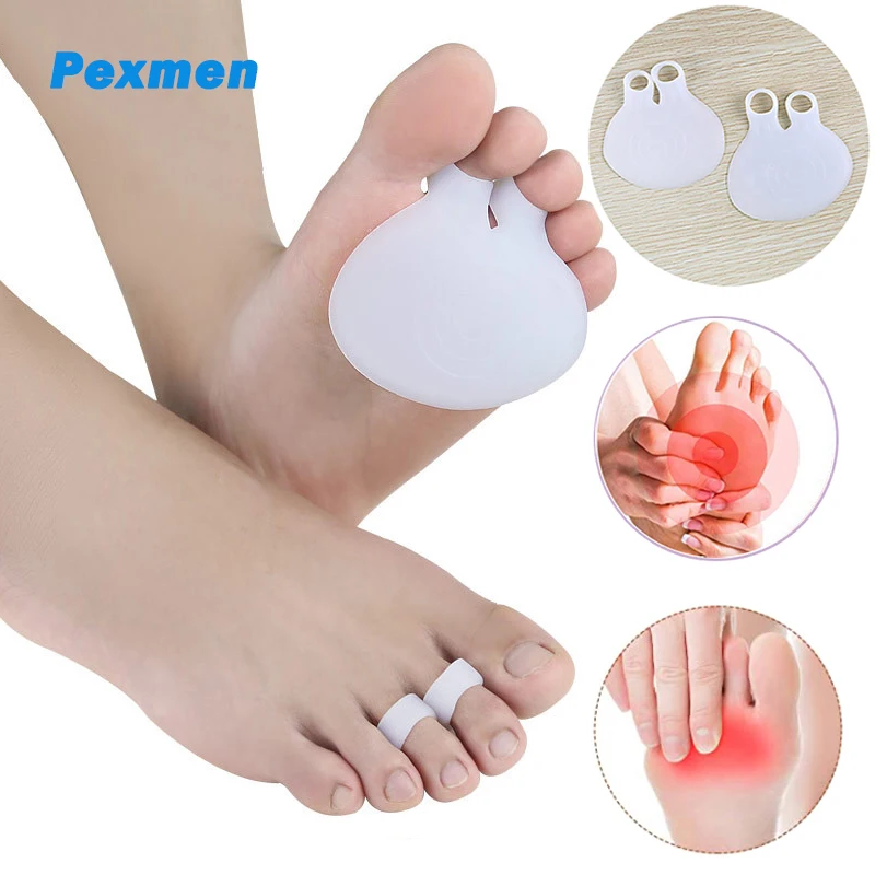 Pexmen 2Pcs Metatarsal Pads Ball of Foot Cushions Bunion Pad for Hallux Valgus Forefoot Pads Pain Relief Toe Separator Protector