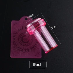Transparent Silicone Nail Art Stamping Kit with Dual - Sided Stamper and Scraper for French Manicure Design (1988 - Red)
