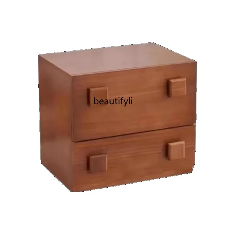 

Nordic Solid Wood Bedside Cabinet Modern Minimalist Bedroom Small Apartment Log Living Room Small Apartment Storage Edge Cabinet