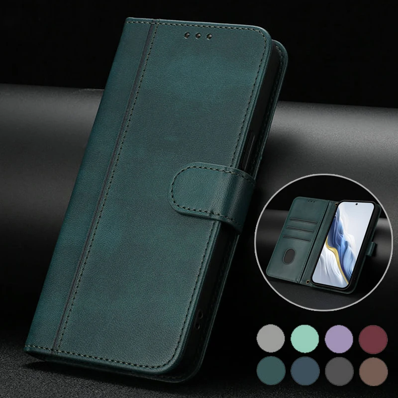 Leather Flip Wallet Case with Magnetic Closure