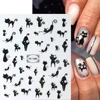 2pcs Black Cat Nail Stickers 3D Cute Cartoon Animal 3D Self-Adhesive Nail Art Decals Sliders Decorations Manicure Accessories 2