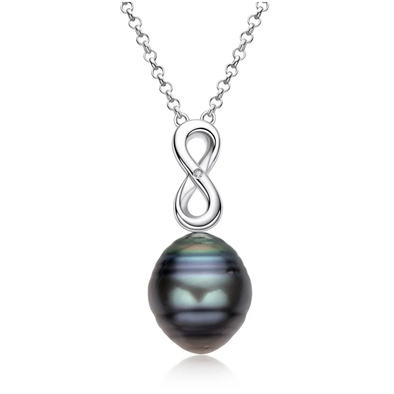 AINUOSHI Real Silver Chain 925 for Women Baroque 11mm Tahitian Black Pearl Pendant Necklace Exquisite Necklace Jewelry Gift