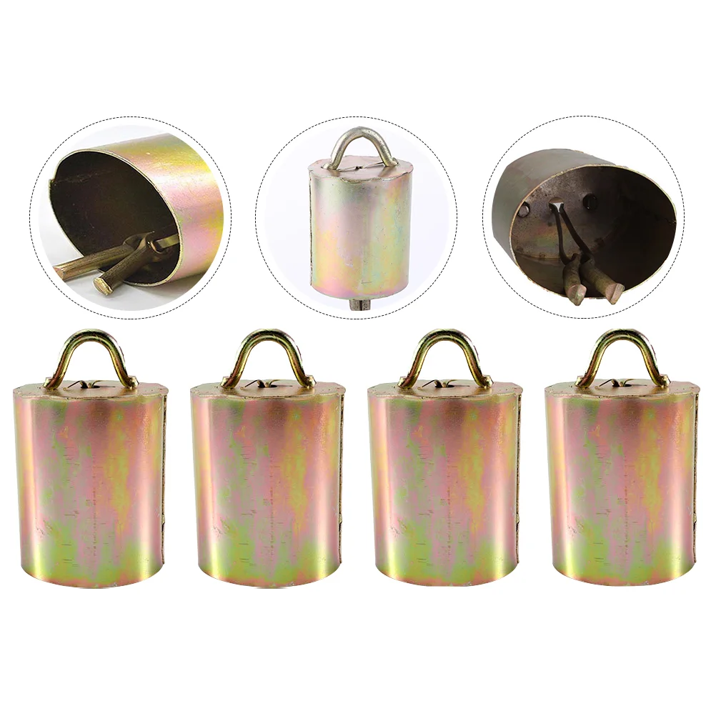 4 Pcs Galvanized Cow Bell Cowbell Tin Bells Farm Animal Long Distance Loud Livestock Anti Lost Pendant