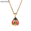 PROSTEEL Cute Red Ladybug Delicate Pendant Chain 14K Gold Plated Necklace Gift for Girlfriend Women PSP3328J 1