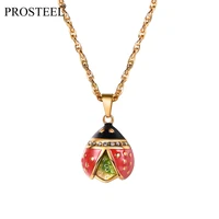 PROSTEEL Cute Red Ladybug Delicate Pendant Chain 14K Gold Plated Necklace Gift for Girlfriend Women PSP3328J 1
