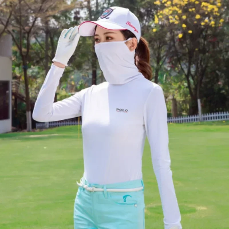 Summer sunscreen clothing, golf women's ice silk underwear, turtleneck mask