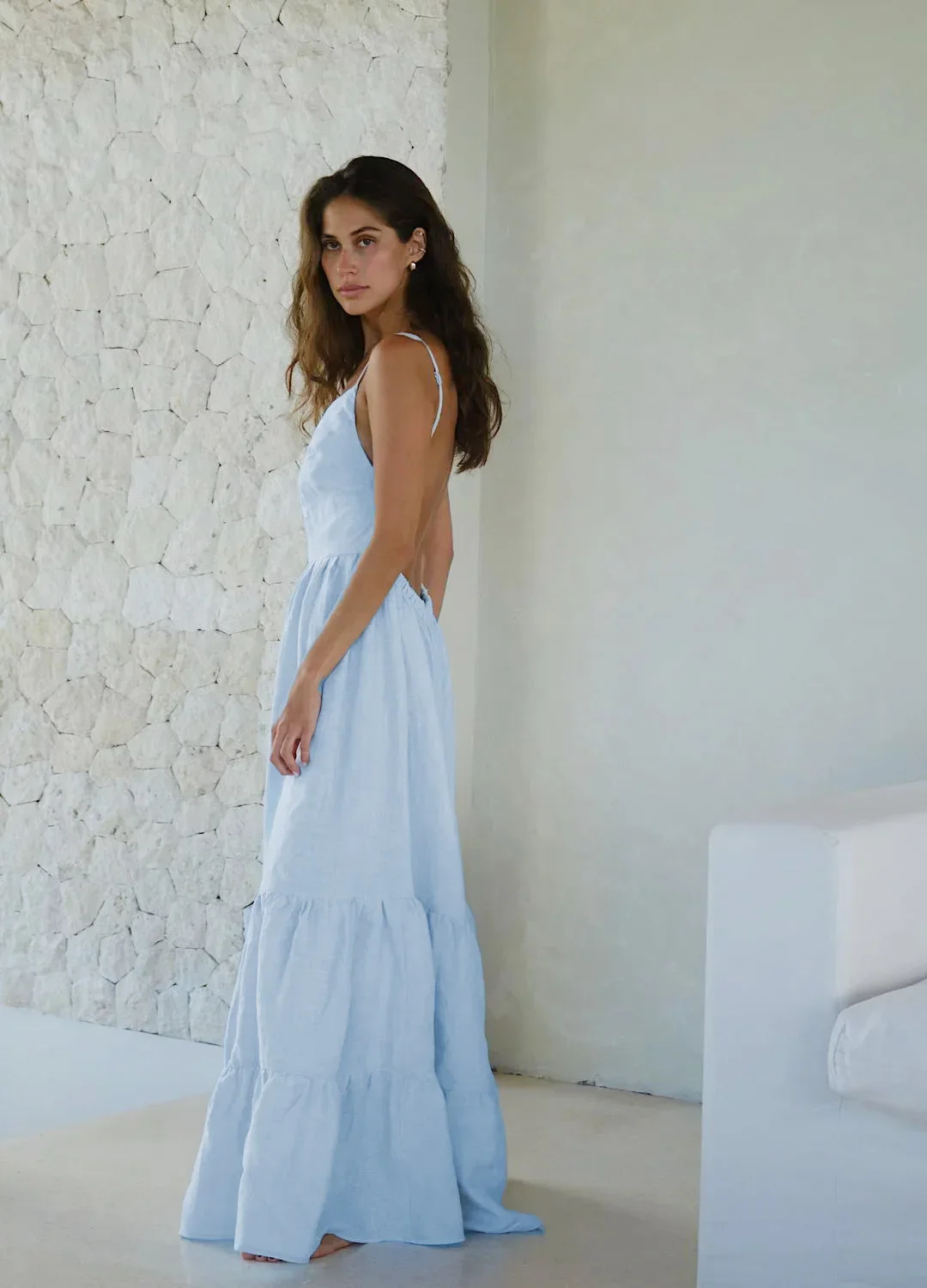 Bornladies Beach Style Women Dress Spring Summer Loose A-line Lace-up halter Dress Hot Girls 100% Cotton Backless Sexy Dress