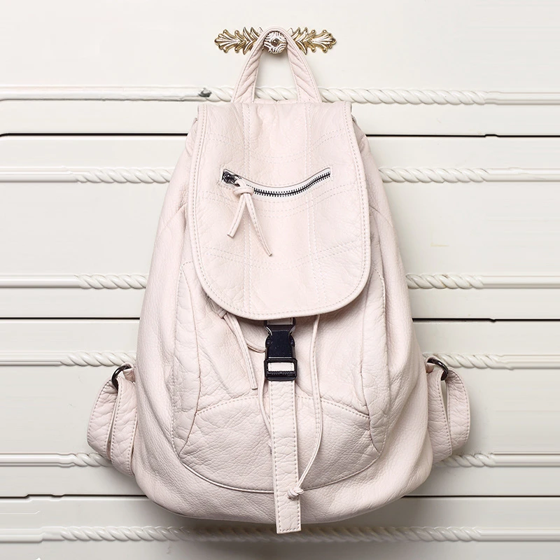 New Fashion Double Shoulder Backpack Washed Sheep Pattern Large Travel Bag for Women Embroidered Elegant Student School Bag