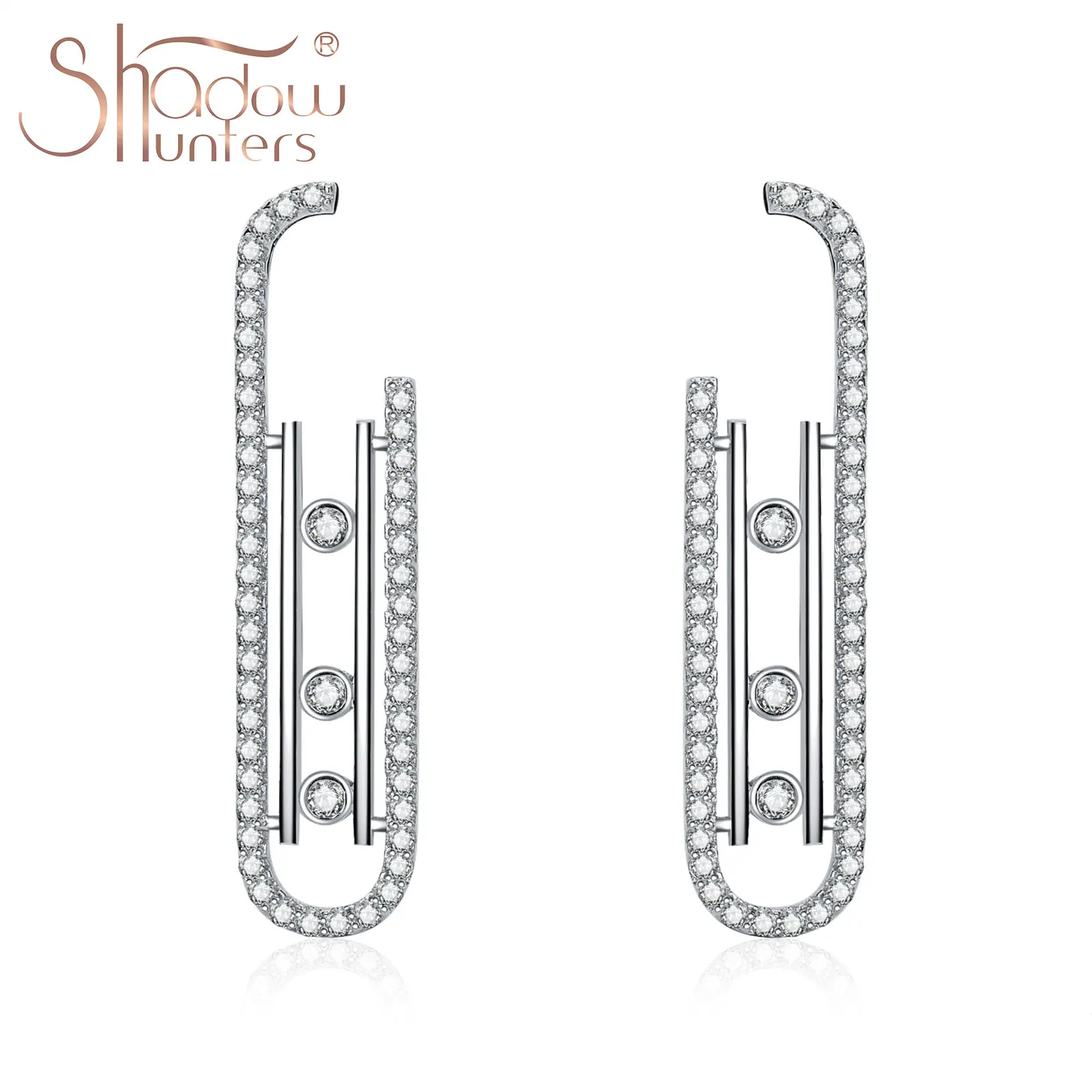 

SHADOWHUNTERS 925 Sterling Silver Luxury Minimalist Wedding Earrings France Luxury Fine Zircon Earrings For Women Jewelry Gift