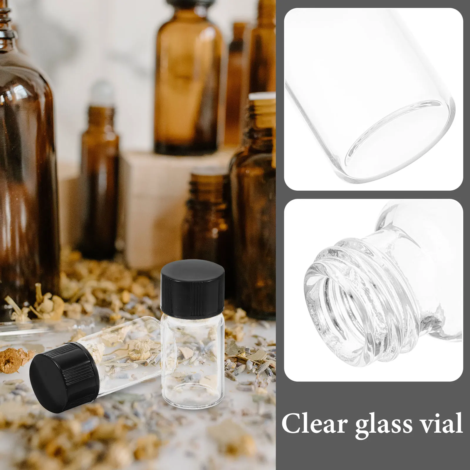 10 Pcs Clear Glass Vials Small Liquid Vial For Samples Leak Proof With Screw Caps Laboratory Bottle Storage Container