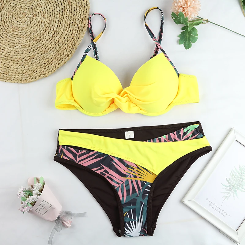 Biquini 2024 Push Up Bikini Set Sexy Swimwear Women's Swimsuit Dots Print Bathing Suit Halter Bandage Plus Size Maillot De Bain