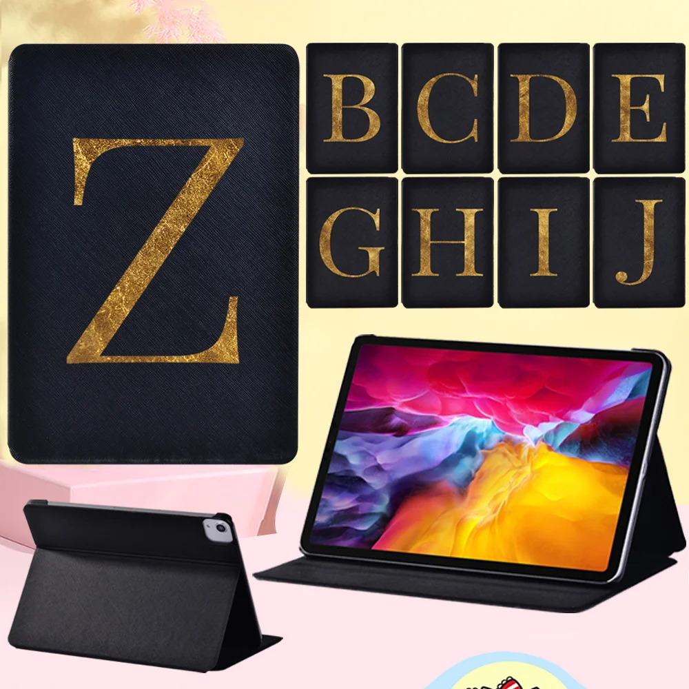 

Anti-fall Leather Cover Case for Apple IPad Air 4 2020 10.9 Inch High-quality Simple Letter Pattern Flip Tablet Case + Stylus