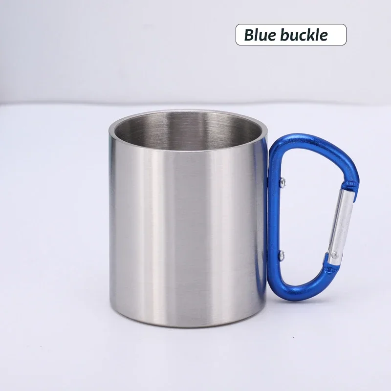 Durable 220ml Stainless Steel Travel Cup with Carabiner Handle