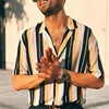 Striped Color Lapel Shirt Fashion Casual Outdoor Designer T Shirt Street Party Men's Quality Button T Shirt Short Sleeve 2024 1