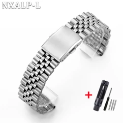 Stainless Steel Sports Watchband Bracelet - Unisex Metal Wristband - 20mm (Silver)