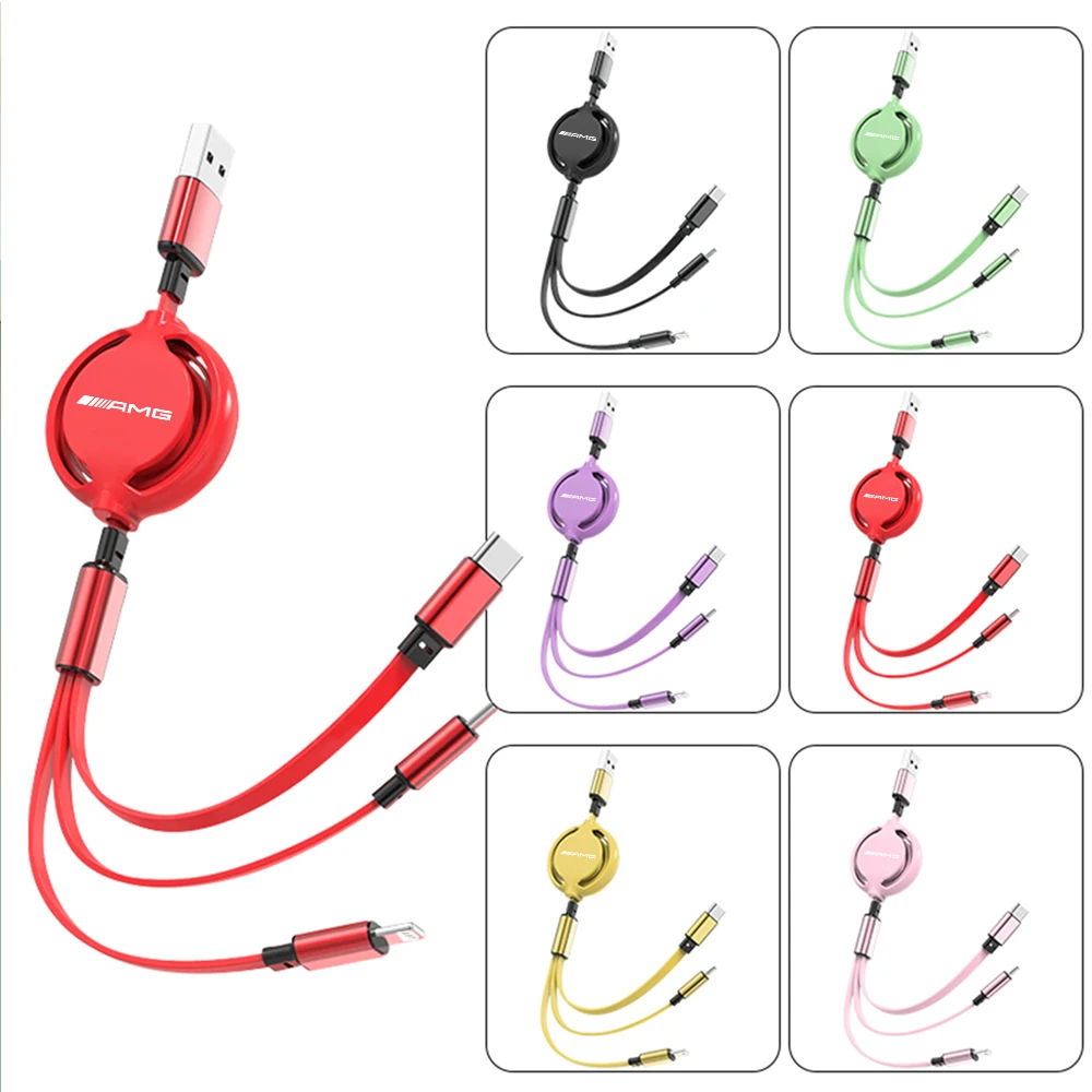 3-In-1 Data Cable Scalable Phone Fast Charging Charger For AMG Logo For Benz W204 W213 W205 W211 W176 Cla Smart 451 W212 W177 6 S27d7ec1d522948bcb7bdfc8da64f2d14t