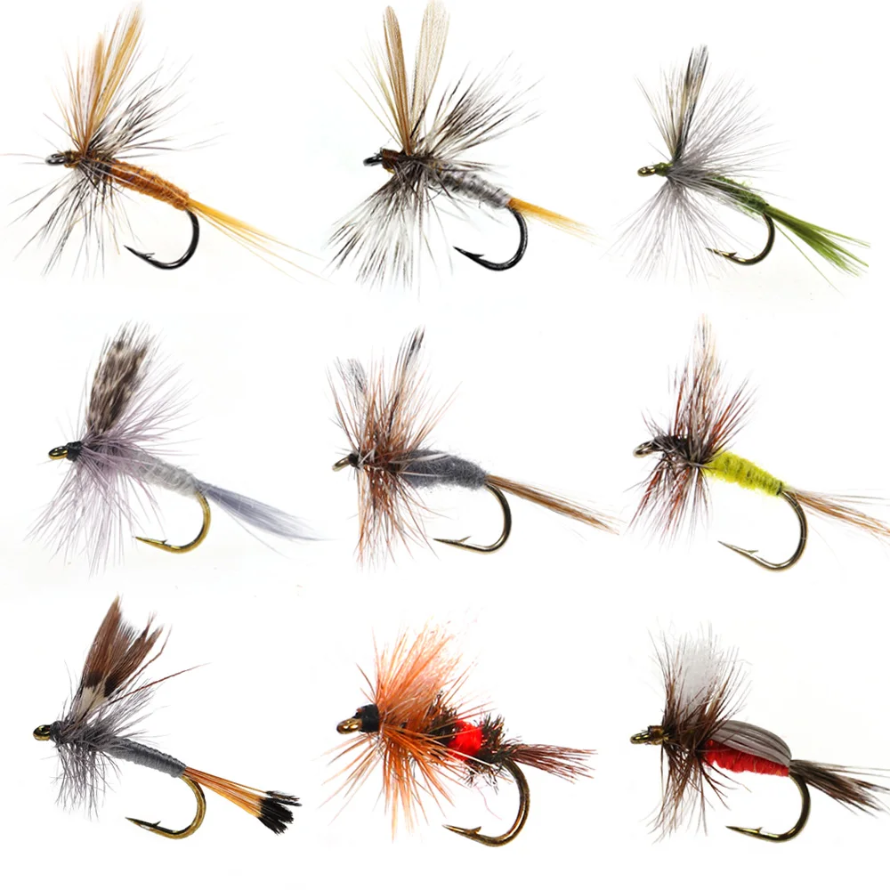 6 Stück # 10 # 12 # 14 # 16 # 18 Adams Trockenfliegen-Haken mit Widerhaken, Leichter Hendrickson Forellen-Angelköder, Mayfly, Caddis, Midge, Angelfliegen für Erwachsene