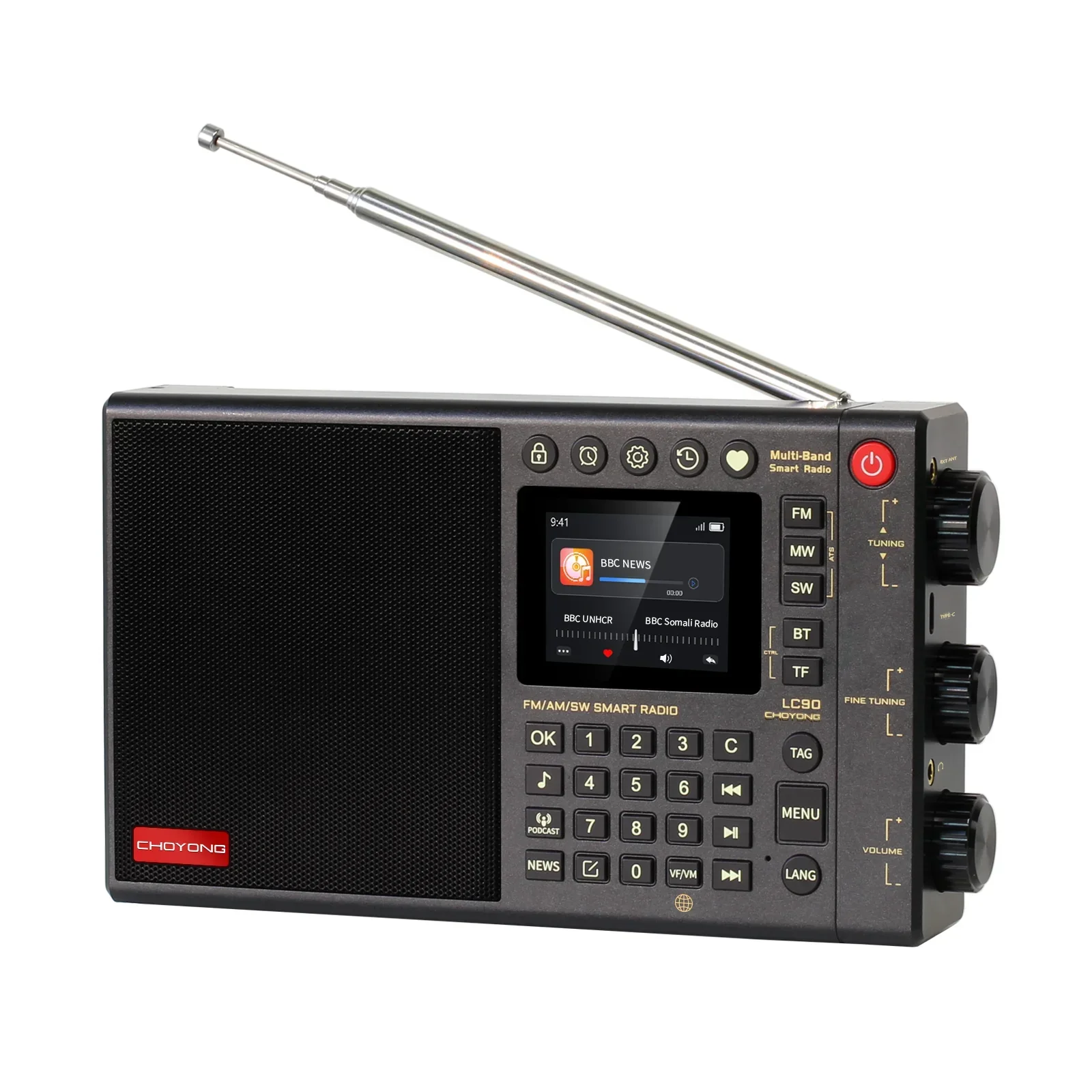 Chaoyuan LC90 English Radio Bluetooth Wireless With Card IPS  All-Band FM Radio Screen custom Subwoofer Speaker Global Radio 3
