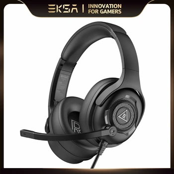 EKSA 유선 헤드셋 게이머 스테레오 게이밍 헤드폰, 마이크 포함, 초경량 오버이어 이어폰, PC, PS4, PS5, Xbox 1, E4, 3.5mm