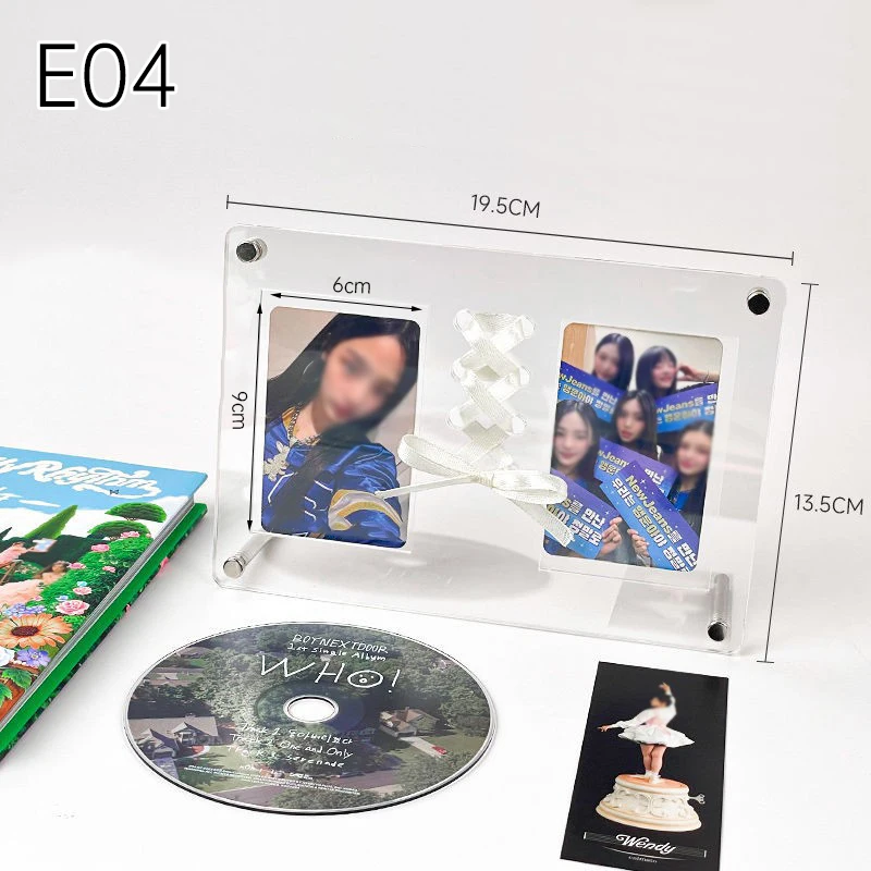 Photo Idol Card Display Stand Room Decor Acrylic Photo Frame Silk Ribbon CD Album Frame Idol Protective Display photo album