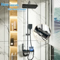 Bathroom Shower System Sets Piano Button Ambient Light Digital Display Pressurization Rain Faucets Shower Set