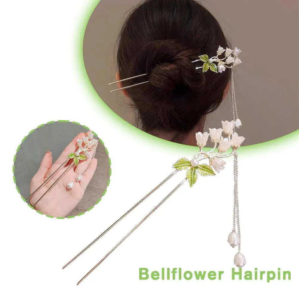 

Vintage Hairpin Hair Sticks Bell Orchid Flower Fringe Female Hair Ornament Hair Clips Headdress Women Headwear Fashion Hairpins