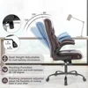 High Back Ergonomic Executive Desk Chair Mobile PU Leather Flip-Up Armrests Computer Chair Brown Office Backrest Furniture 4