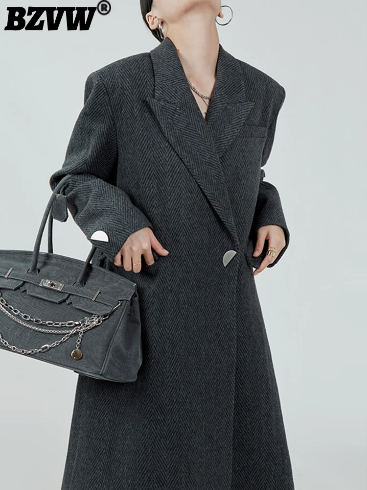

BZVW Mid-length Woolen Overcoat Women's Clothing 2023 Autumn Winter Versatile New Temperament Office Lady Coats Female 25X2785