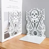 White Skull Bookends Metal Craft Bookends Non-Slip Heavy Duty Bookends Gift for Book Lovers Desktop Office Supplies Iron Bookend 5